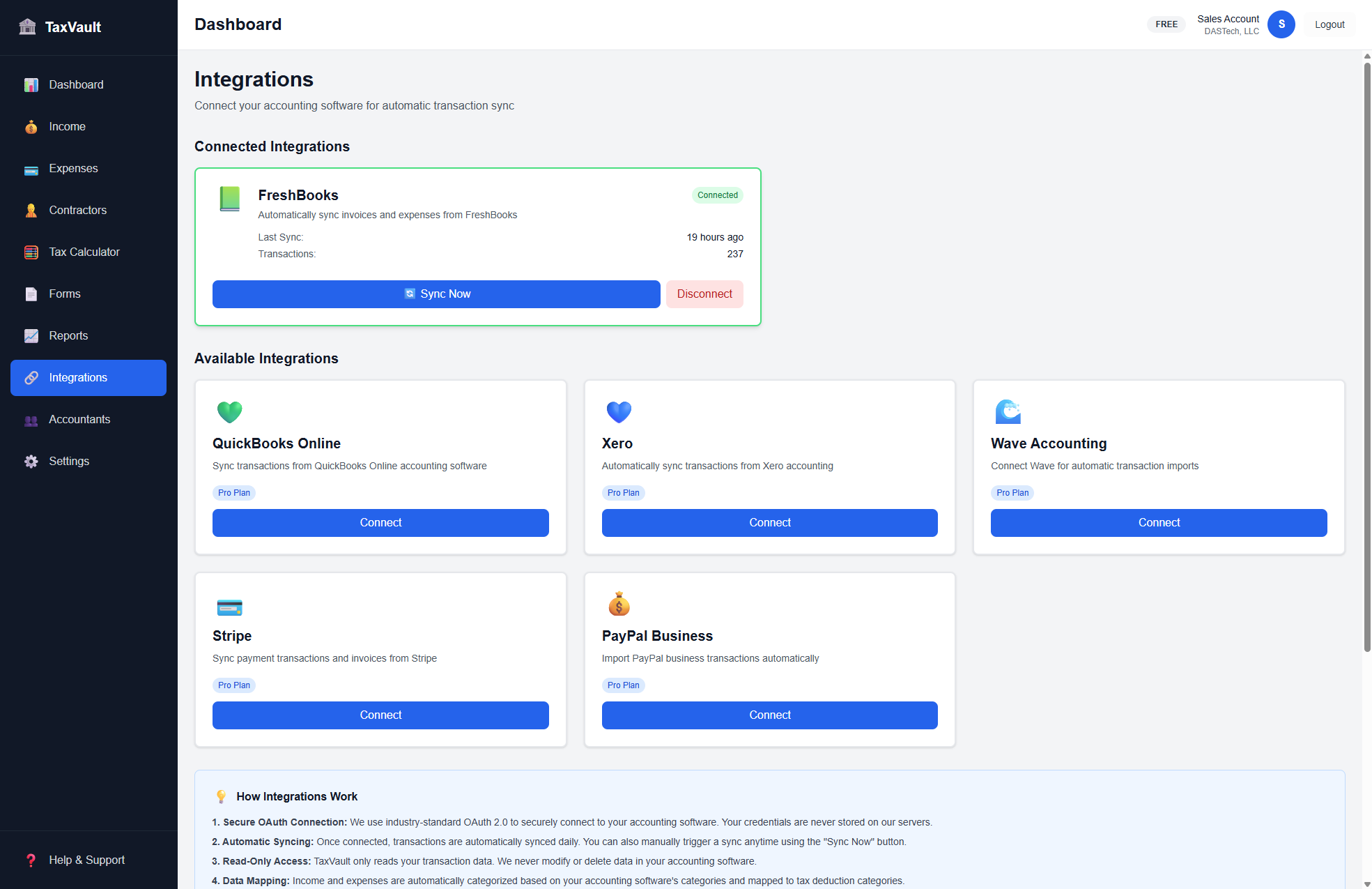 TaxVault Integrations